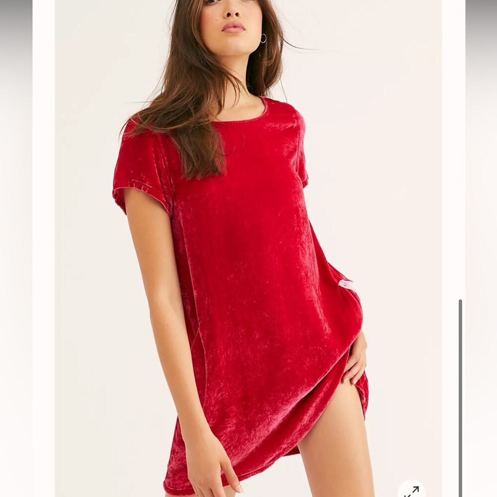 Free people x CP shades Rachel T-shirt Mini Dress red sz S